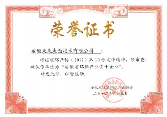 Anhui Provincial Environmental Protection Industry Backbone Enterprise Anhui Provincial Environmental Protection Industry Backbone Enterprise
